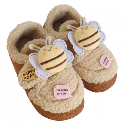 Buzzy Bee Sherpa Home Slippers
