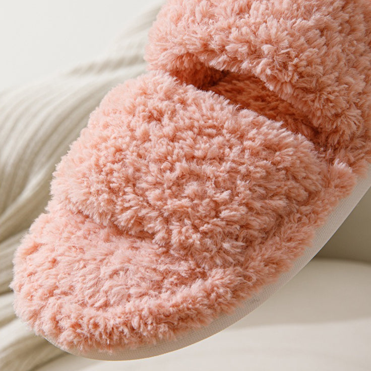 Double-Band Plush Lounge Slippers