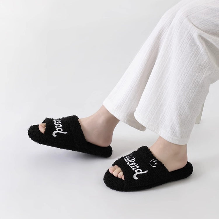 Cozy Weekend Vibe Plush Slides
