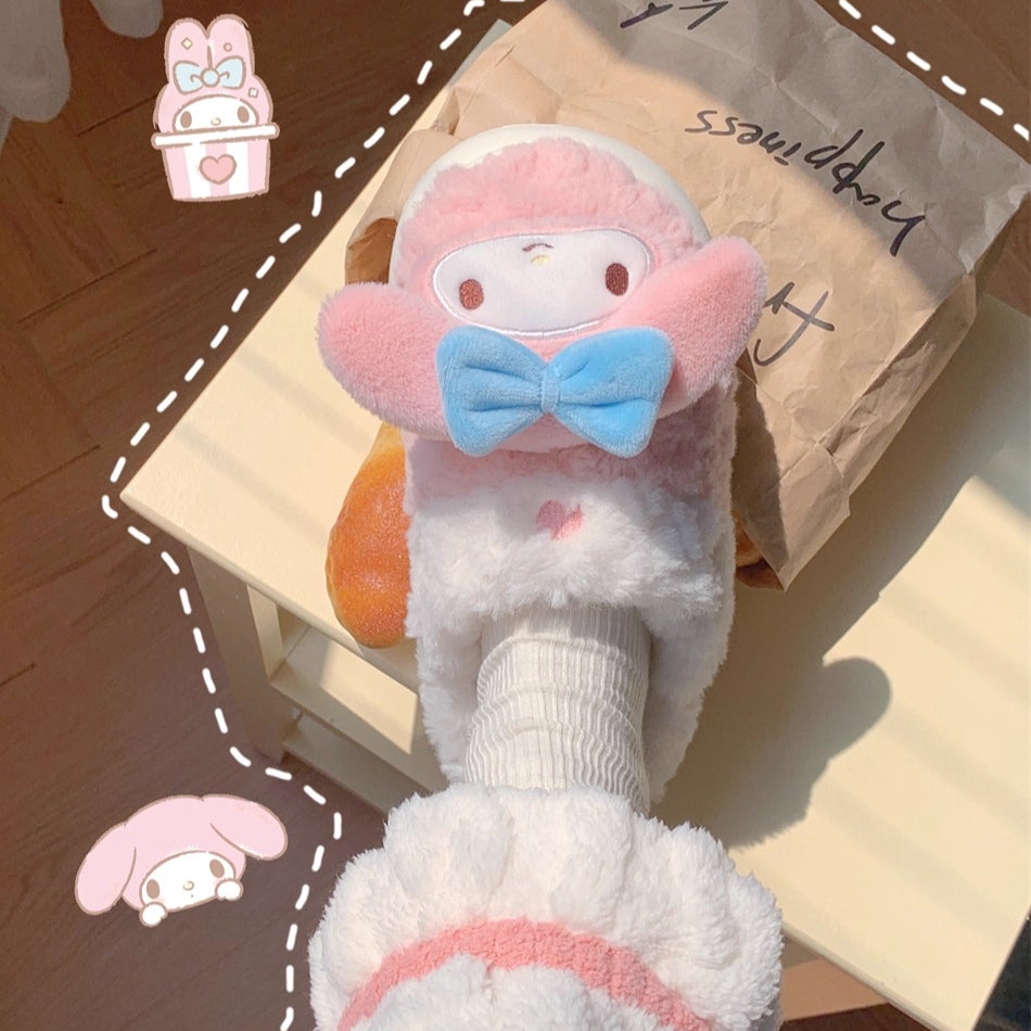 Bow-Eared Bunny Plush Slippers