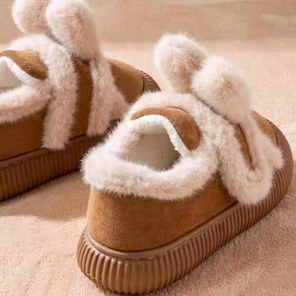 Plush Bow Loop Home Slippers
