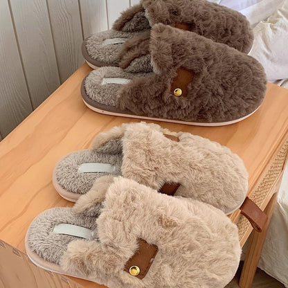 Plush Tab Detail Home Slippers