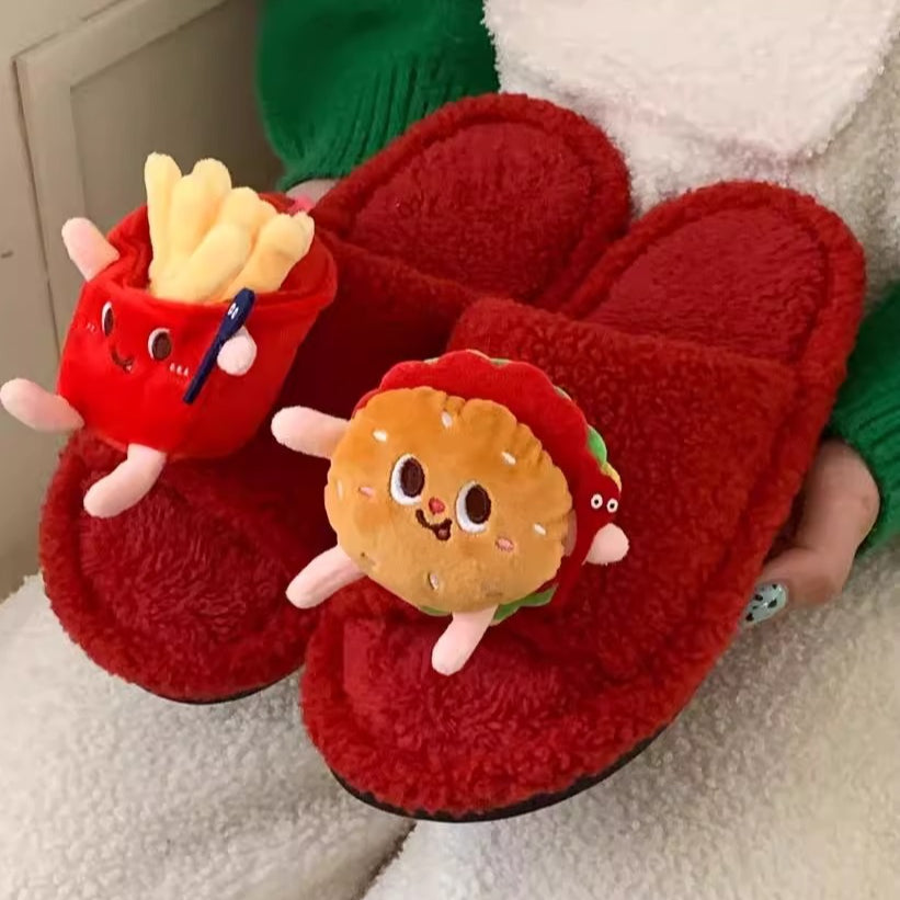 Burger and Fries Plush slippers