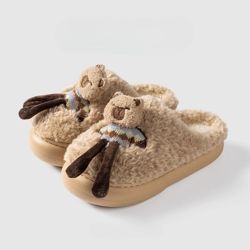 Fuzzy Capybara Doll Plush Slippers