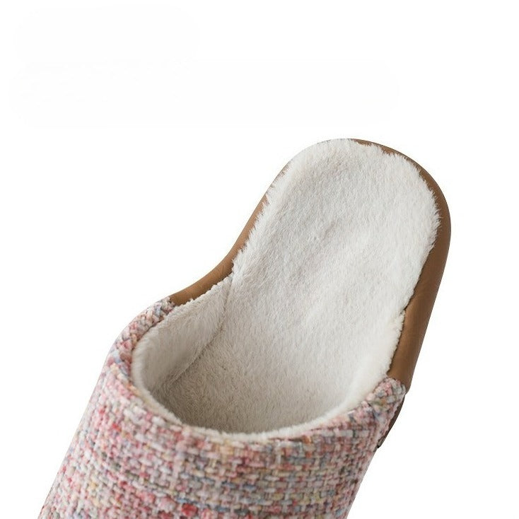 Bouclé Tweed Plush-Lined Slippers