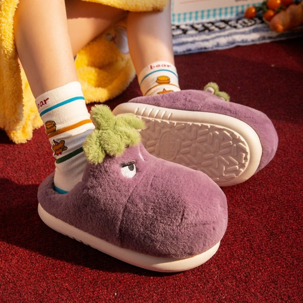 Fierce Eggplant Slippers