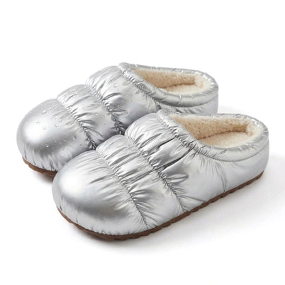 Puffy Quilted Thermal Fleece Slippers