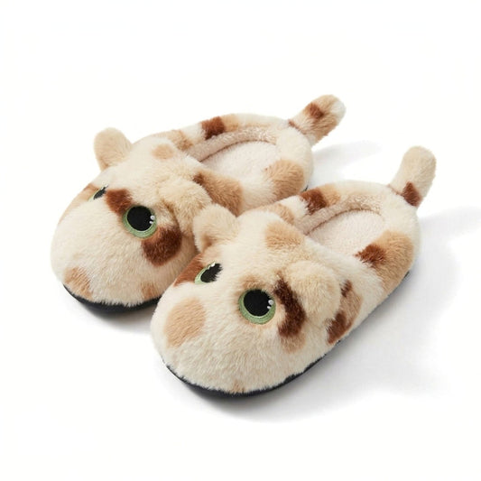 Plush Cat Tail House Slippers