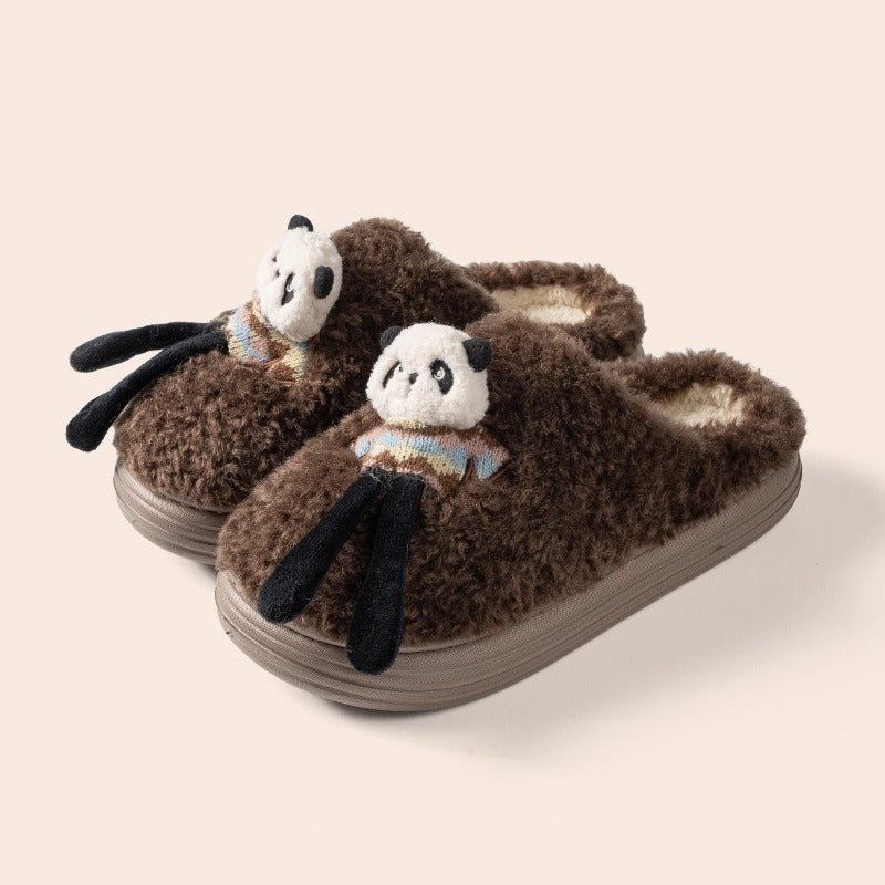 3D Panda Doll Plush Slippers
