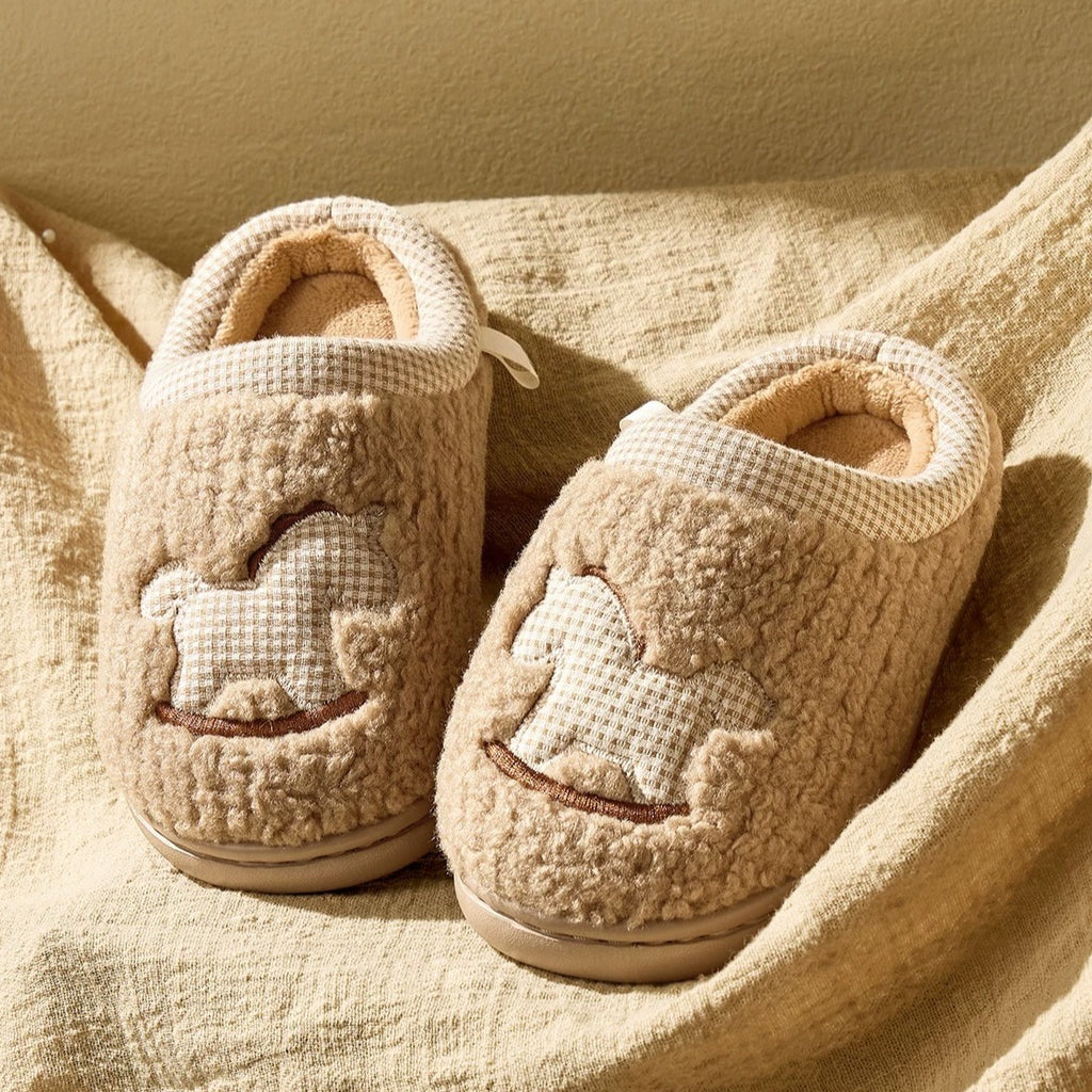Plaid Rocking Horse Plush Slippers