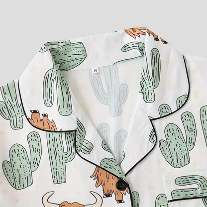 Highland Cow & Cactus Women's Pajama Set