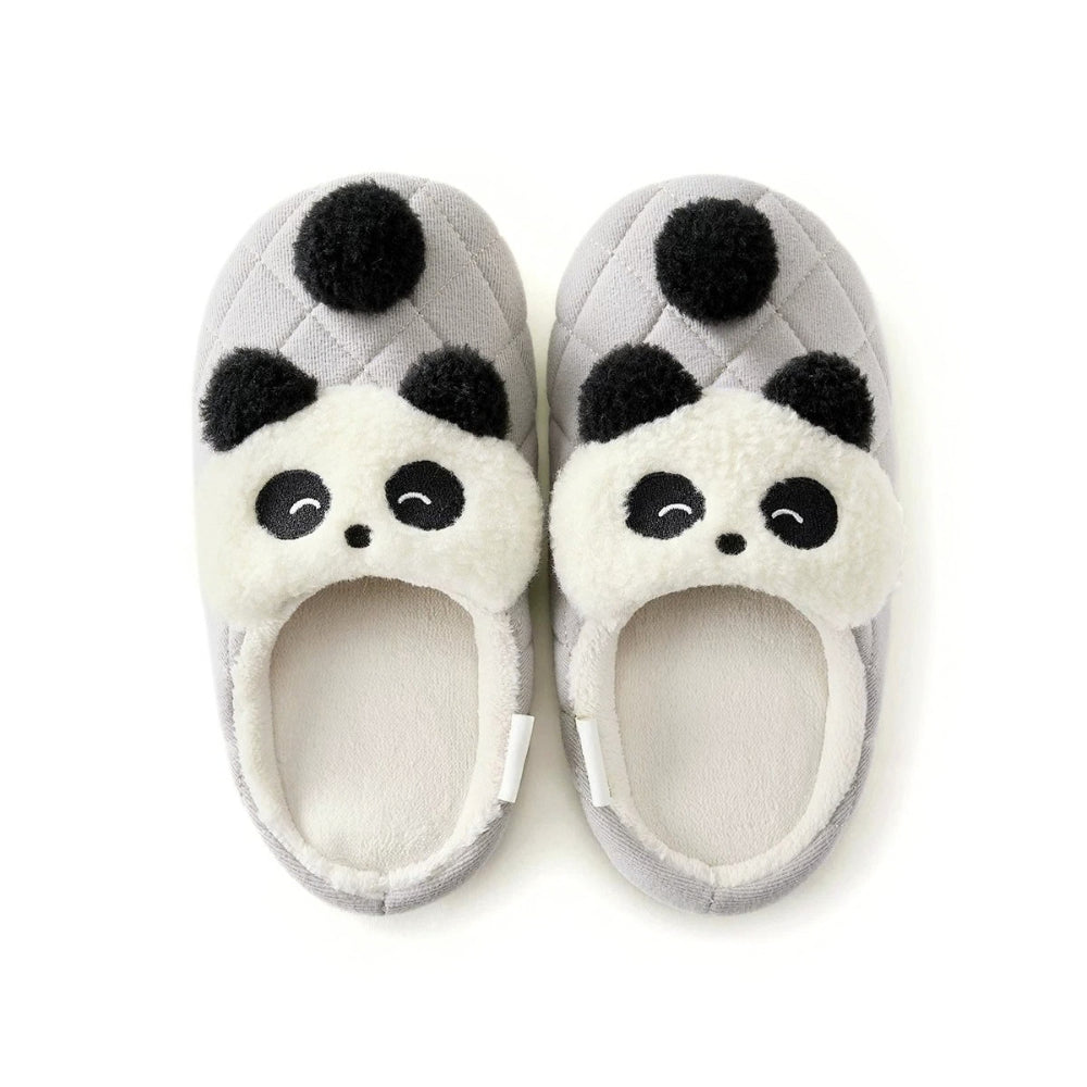 Quilted Cartoon Animal Pompom Slippers