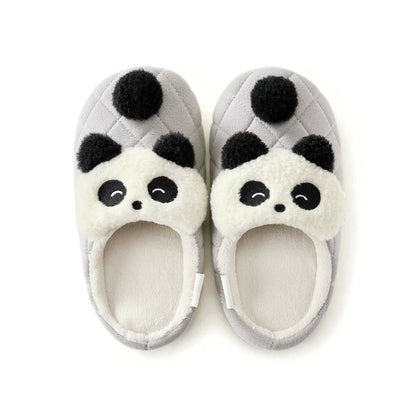 Quilted Cartoon Animal Pompom Slippers