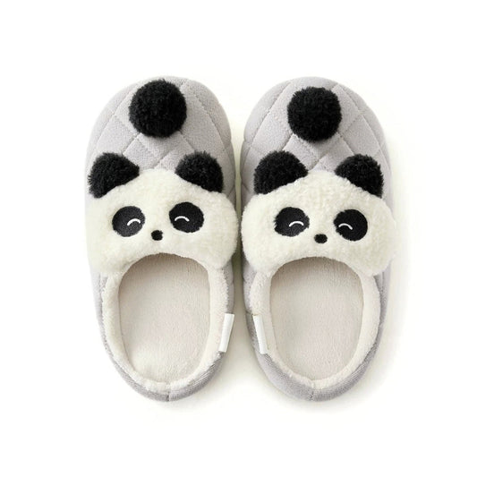 Quilted Cartoon Animal Pompom Slippers