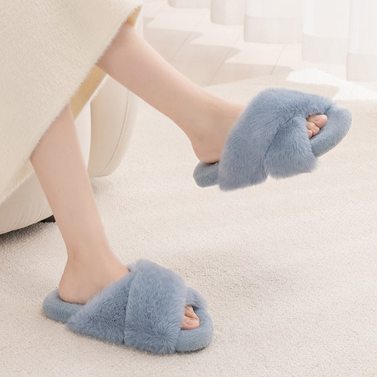 Crisscross Fluffy Lounge Slippers