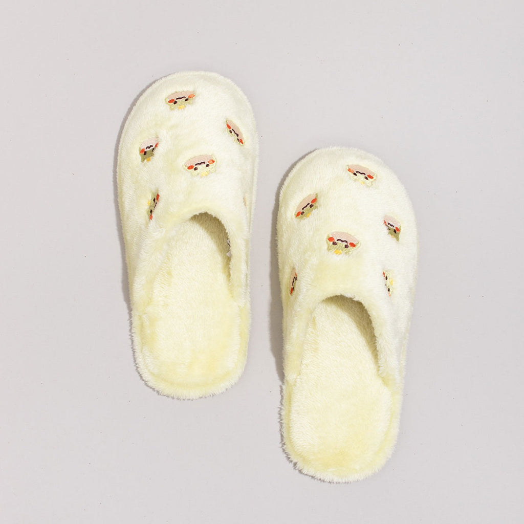 Whimsical Cartoon Embroidered Plush Slippers