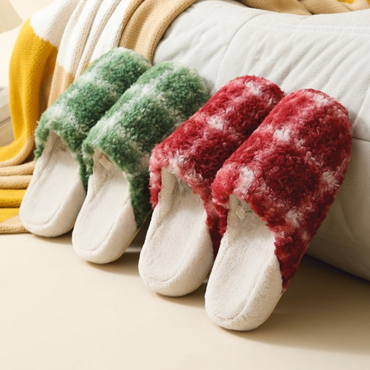 Chunky Check Sherpa Slippers