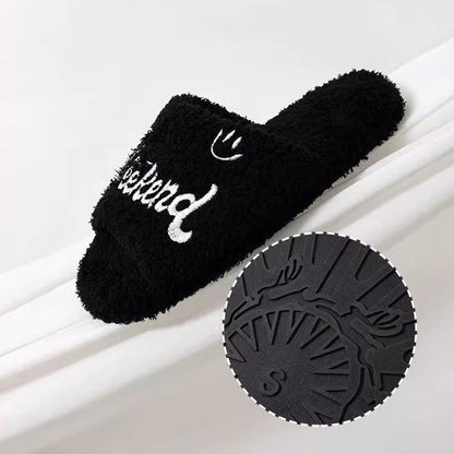 Cozy Weekend Vibe Plush Slides