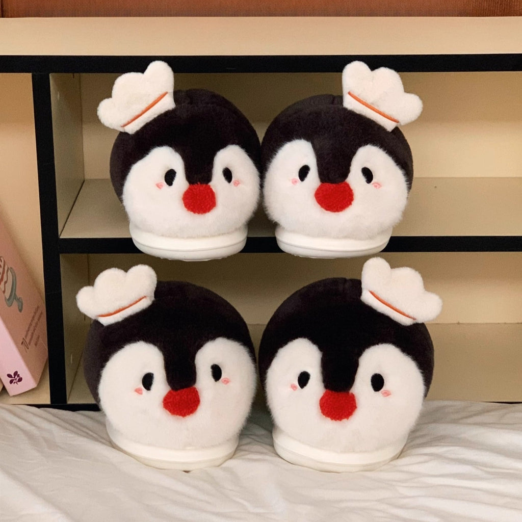 Chubby Penguin Chef Fuzzy Slippers