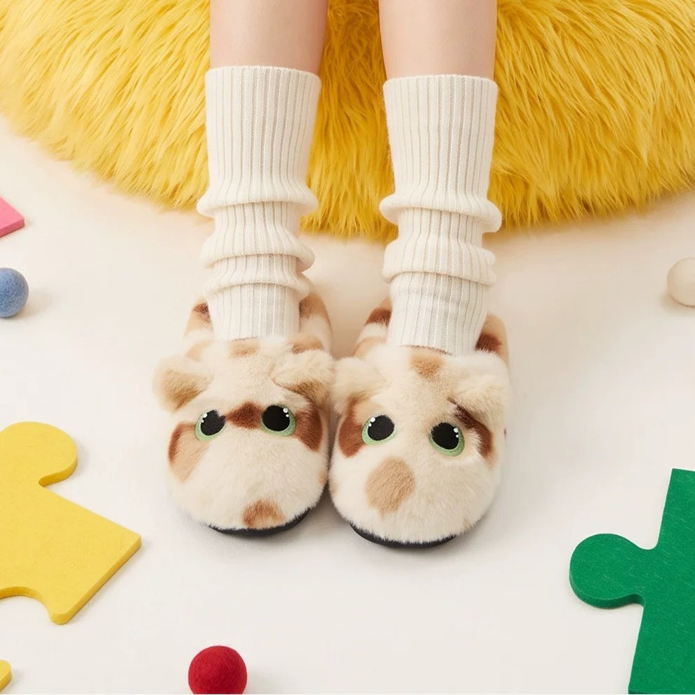 Plush Cat Tail House Slippers
