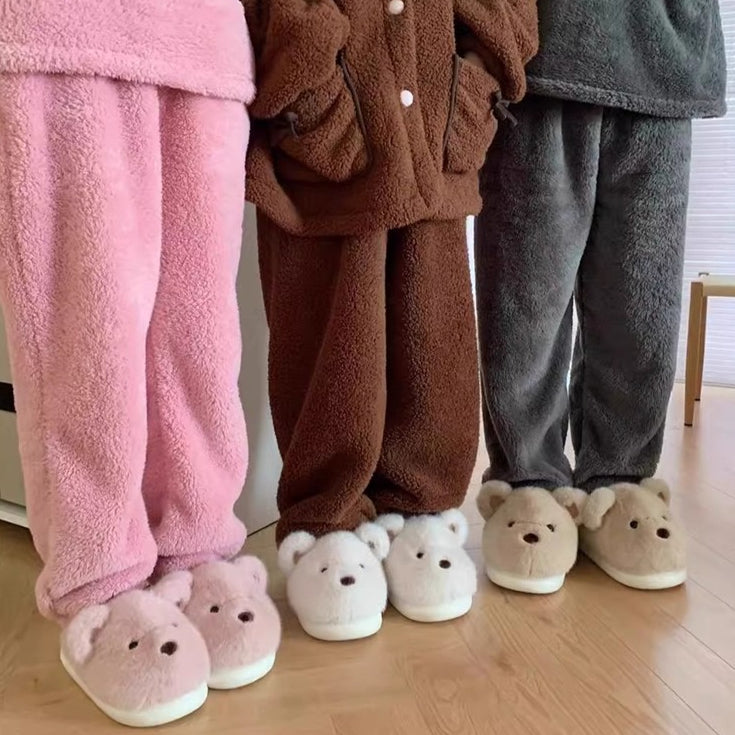 Teddy Ears Plush Home Slippers