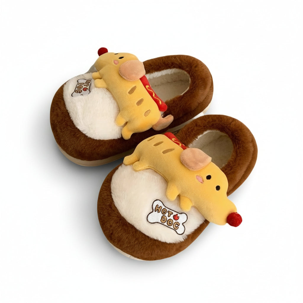 3D Hot Dog Pup Slippers