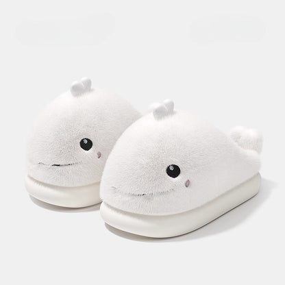 Whimsical Whale Plush Home Slippers