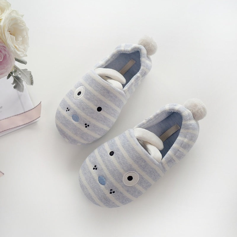 Striped Puppy Ears Cozy Slippers