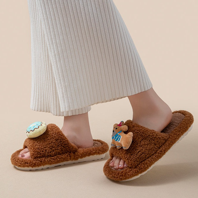 Puppy Donut Plush Home Slippers