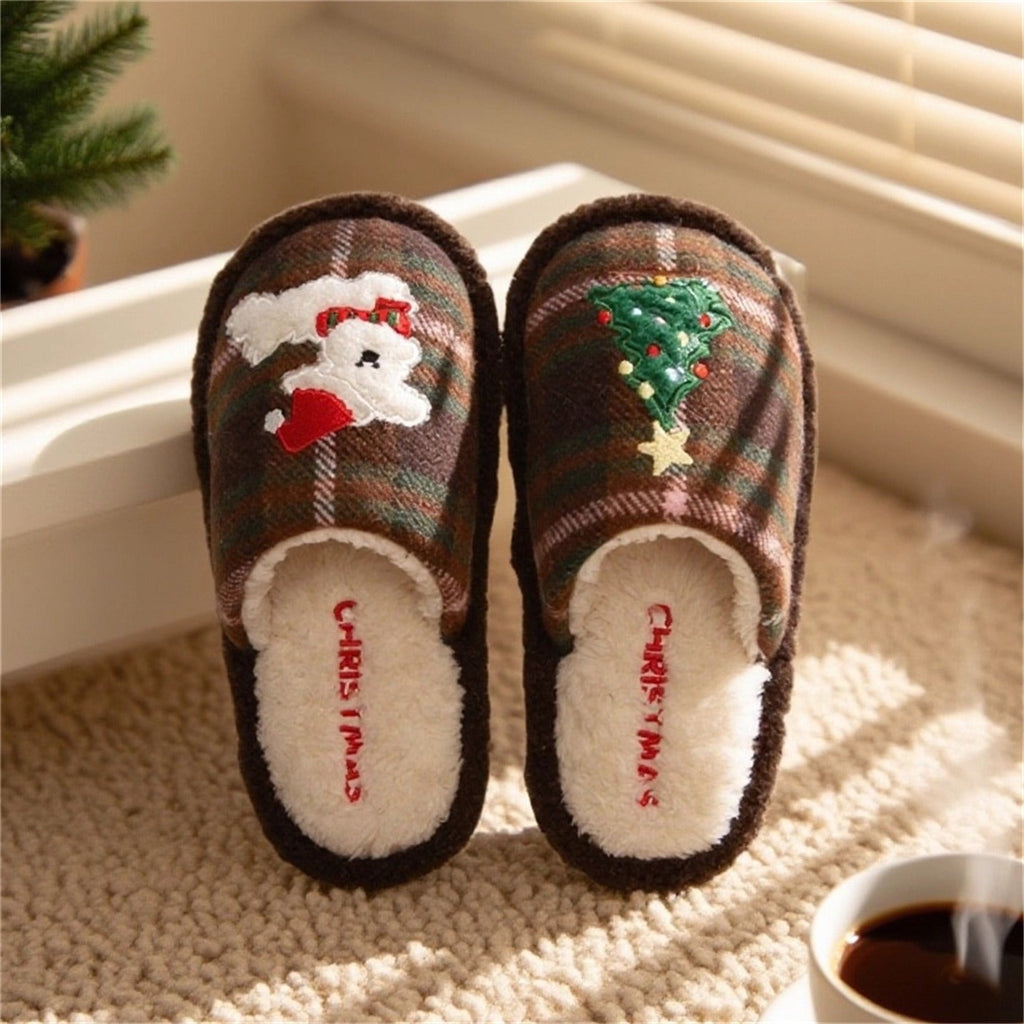 Plaid Pup Holiday slippers