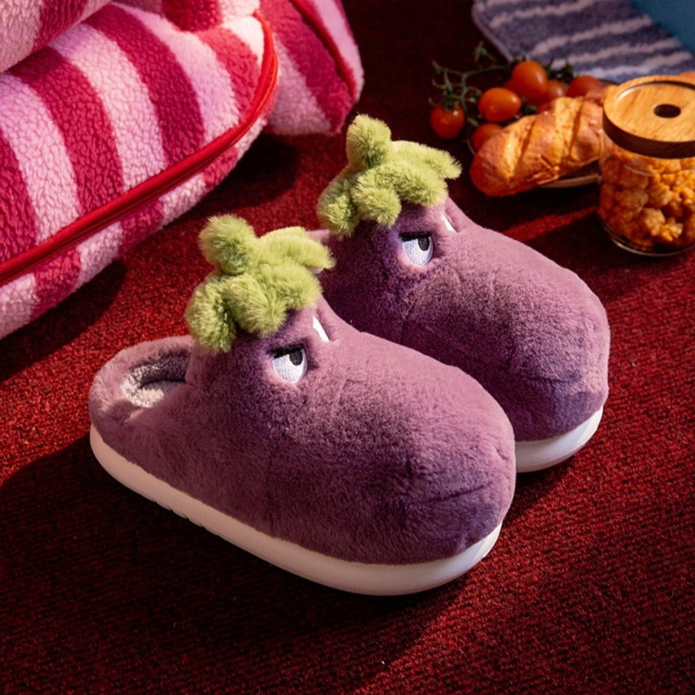 Fierce Eggplant Slippers