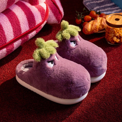 Fierce Eggplant Slippers