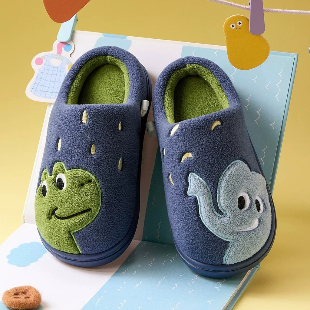 Embroidered Animal Fleece Indoor Slippers