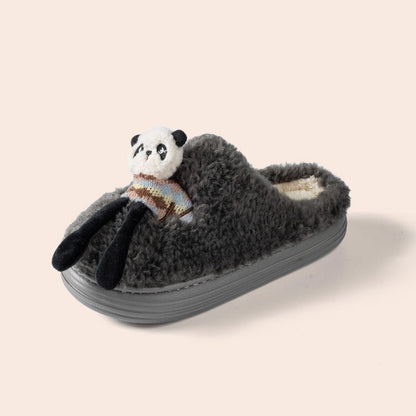 3D Panda Doll Plush Slippers