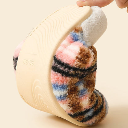 Fuzzy Plaid Quiet Home Slippers