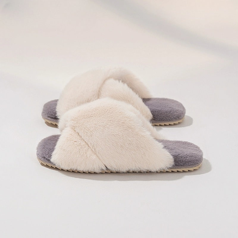 Crisscross Plush Lounge Slippers