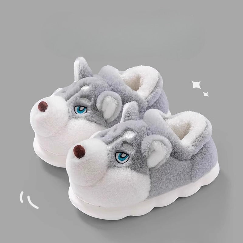 Goofy Husky Dog Plush Slippers