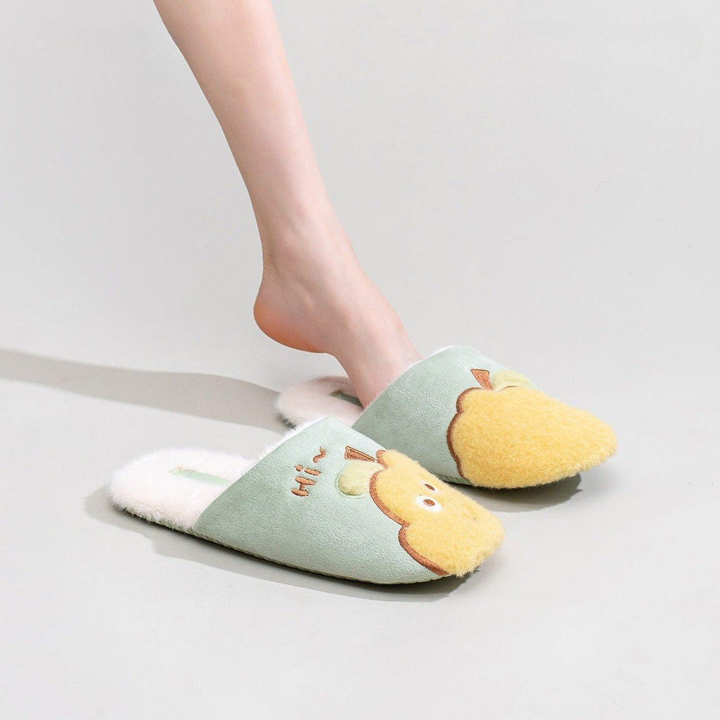 Whimsical Fruit Character Plush Slippers