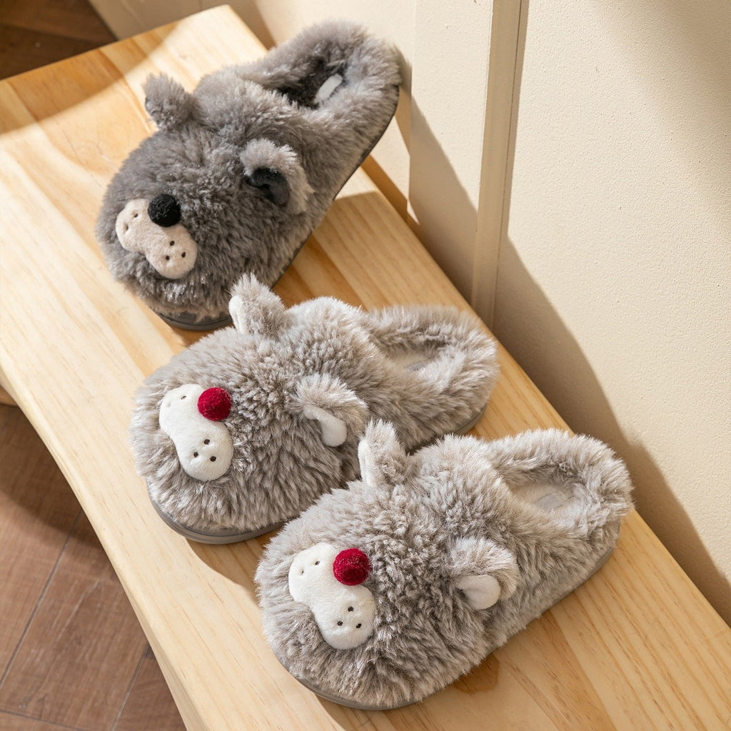Fuzzy Animal Face Home Slippers