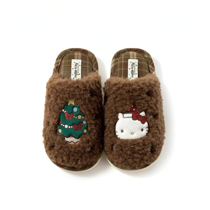 Holiday Tree Fleece House Slippers