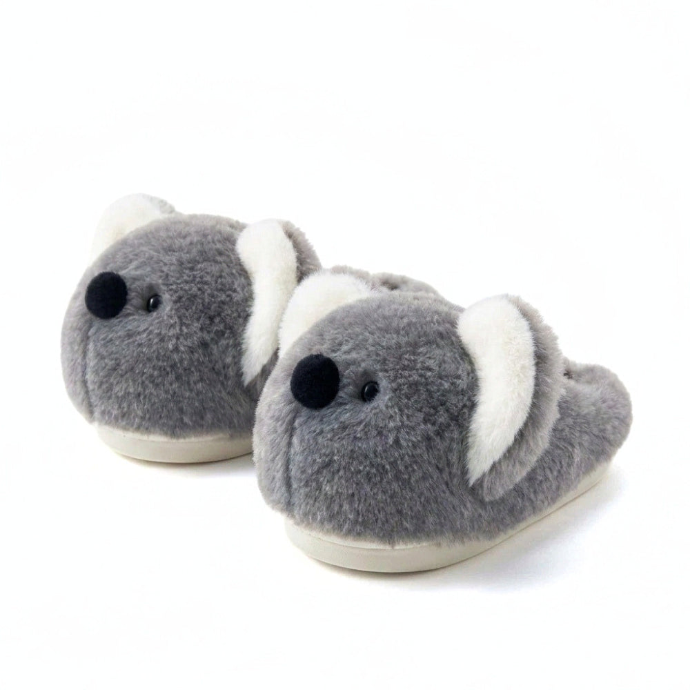 Plush Koala Face Lounging Slippers