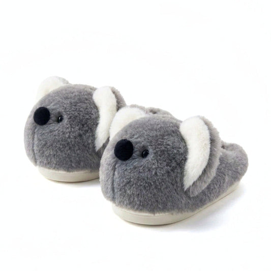 Plush Koala Face Lounging Slippers