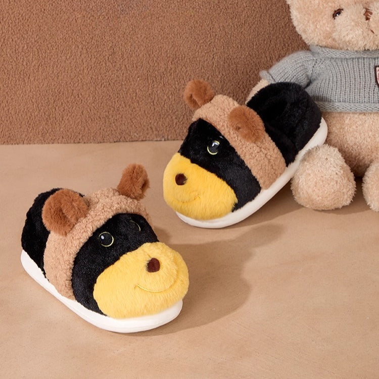 Whimsical Bee Puppy Plush Slippers
