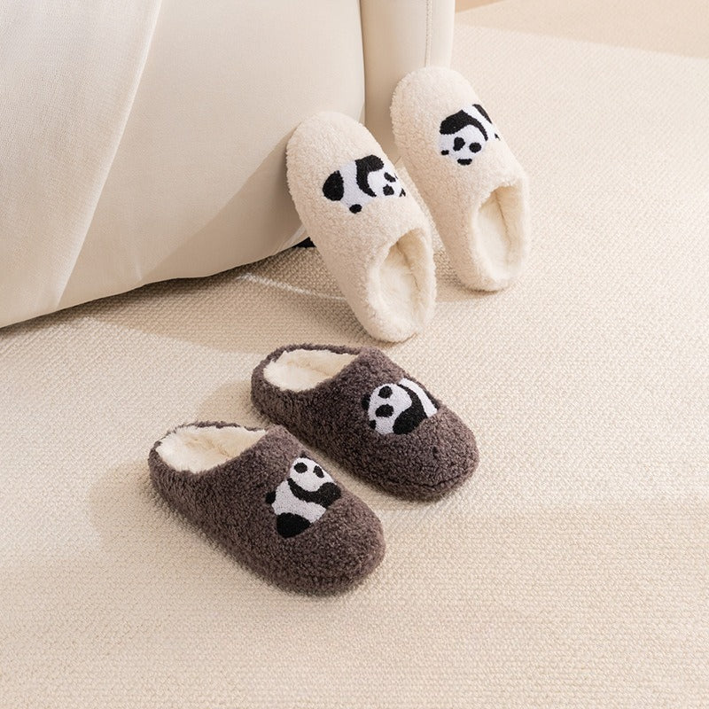 Fuzzy Panda Face Warm Slippers