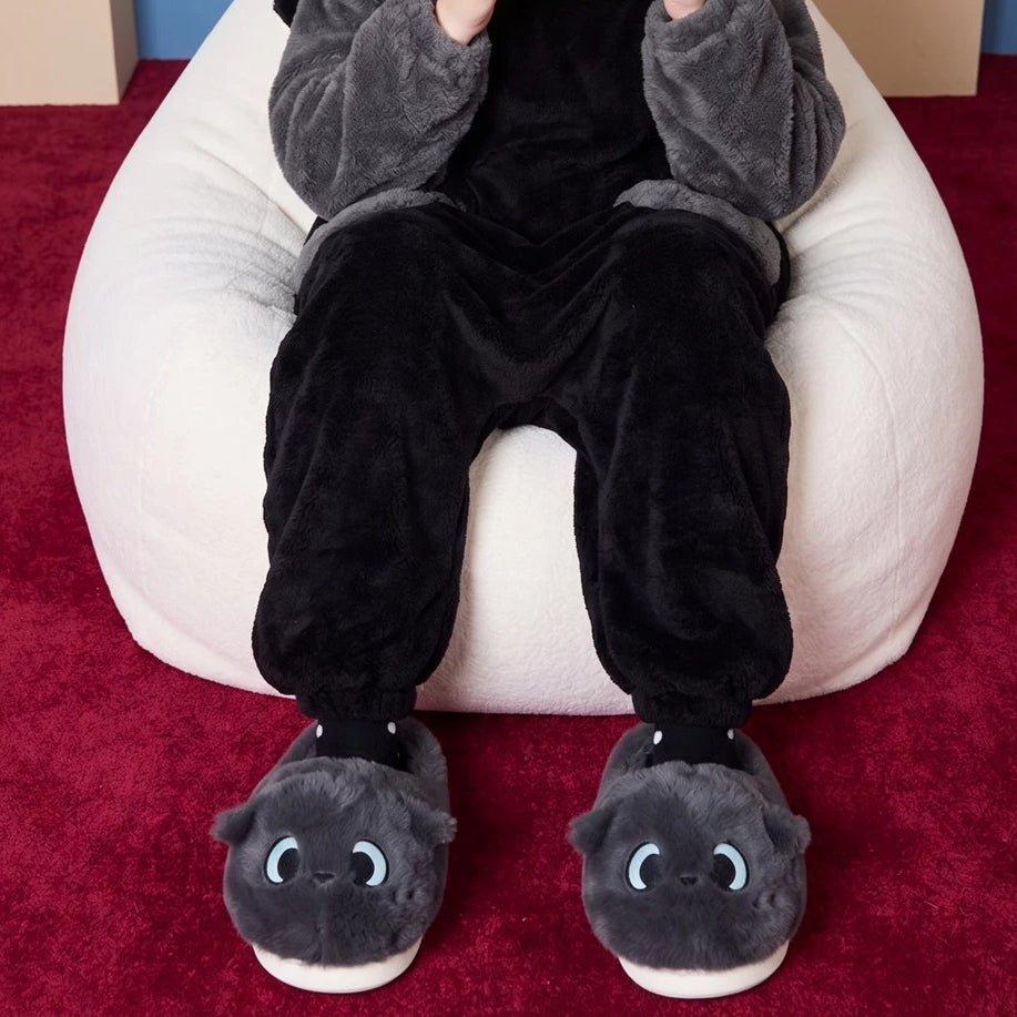 Fluffy Airplane Ear Cat Slippers