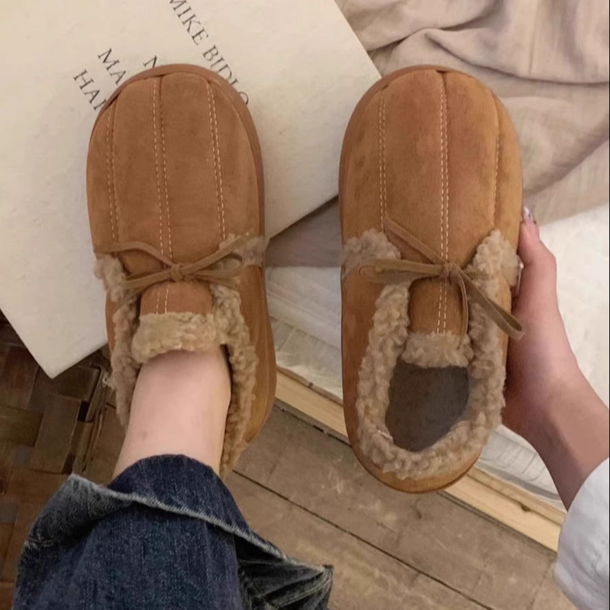 Bow-Tie Sherpa Collar slippers