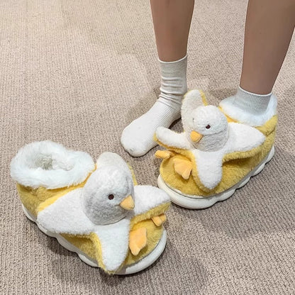 Whimsical Duck Plush Winter Slippers