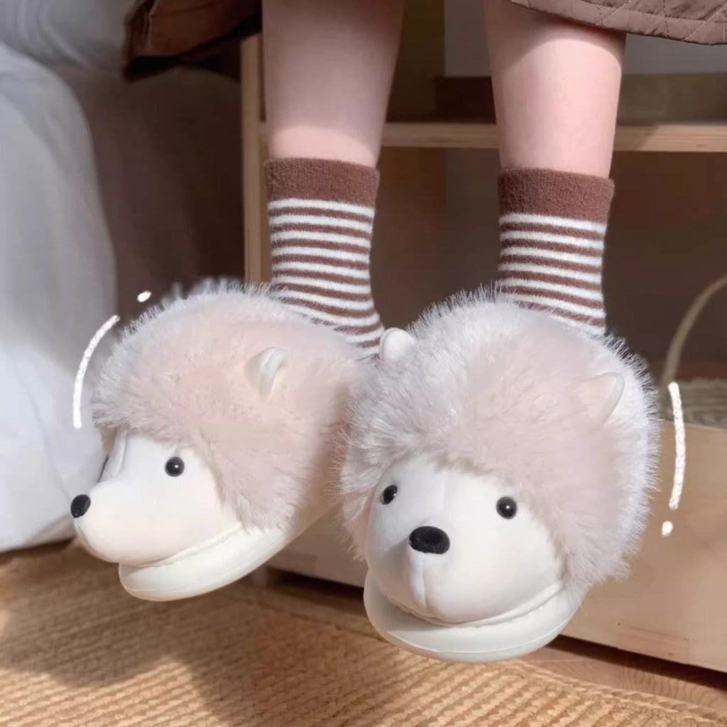 Whimsical Hedgehog 3D Plush Slippers