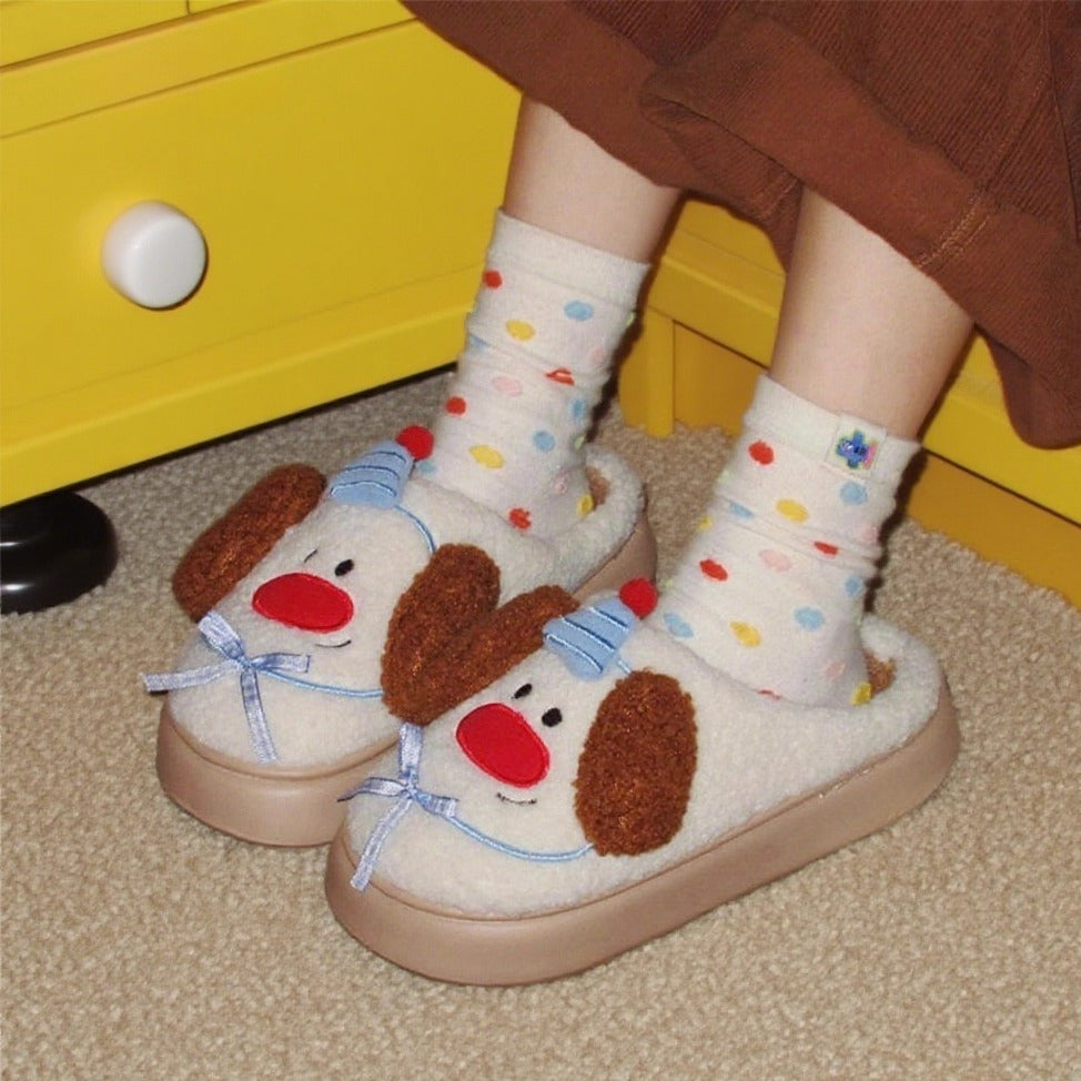 Playful Puppy Ears Fuzzy Slippers
