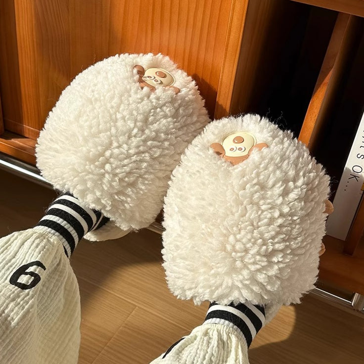 Playful Lamb Fleece Platform Slippers